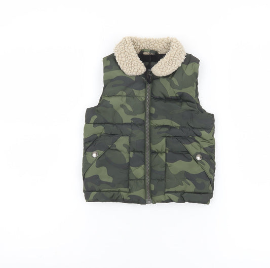 Next Unisex Baby Green Camouflage Puffer Waistcoat 12-18 Months