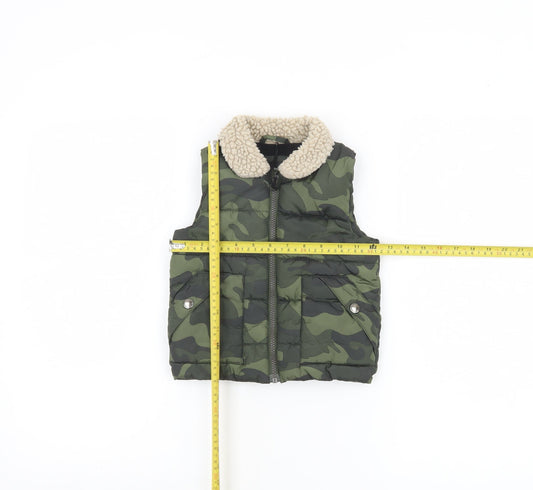 Next Unisex Baby Green Camouflage Puffer Waistcoat 12-18 Months