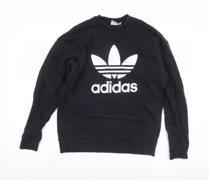 Adidas Women Black Crew Neck Pullover Sweatshirt Size 8