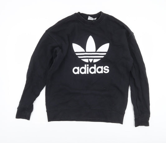 Adidas Women Black Crew Neck Pullover Sweatshirt Size 8