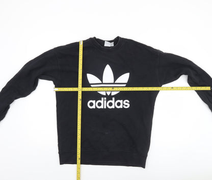 Adidas Women Black Crew Neck Pullover Sweatshirt Size 8