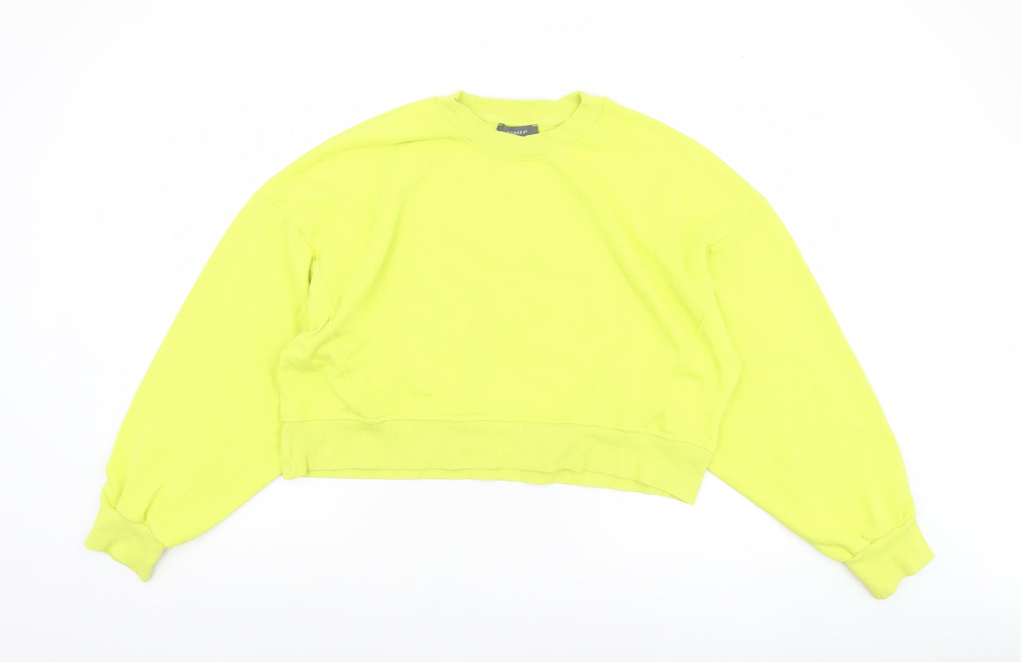 Primark Women Yellow Crew Neck Pullover Sweatshirt L Relaxed Fit