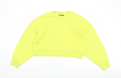 Primark Women Yellow Crew Neck Pullover Sweatshirt L Relaxed Fit