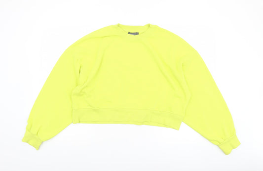 Primark Women Yellow Crew Neck Pullover Sweatshirt L Relaxed Fit