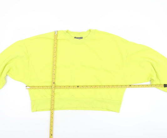 Primark Women Yellow Crew Neck Pullover Sweatshirt L Relaxed Fit