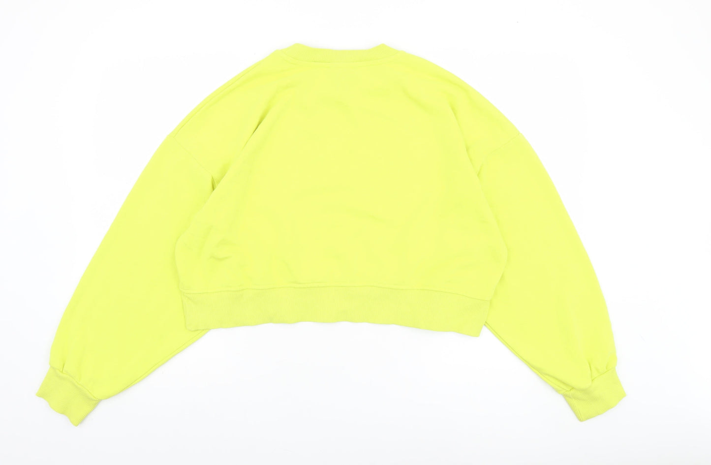 Primark Women Yellow Crew Neck Pullover Sweatshirt L Relaxed Fit