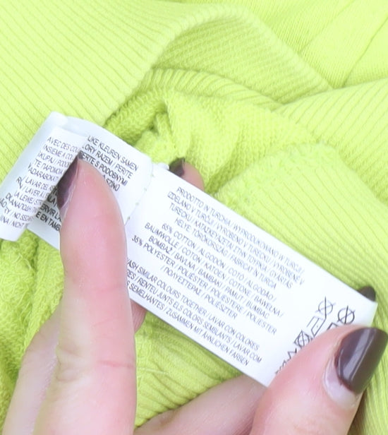 Primark Women Yellow Crew Neck Pullover Sweatshirt L Relaxed Fit