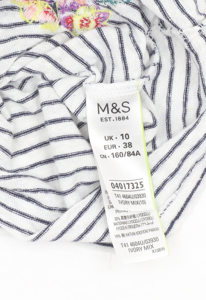 Womens UK Size 10 Marks and Spencer Ivory Basic T-Shirt
