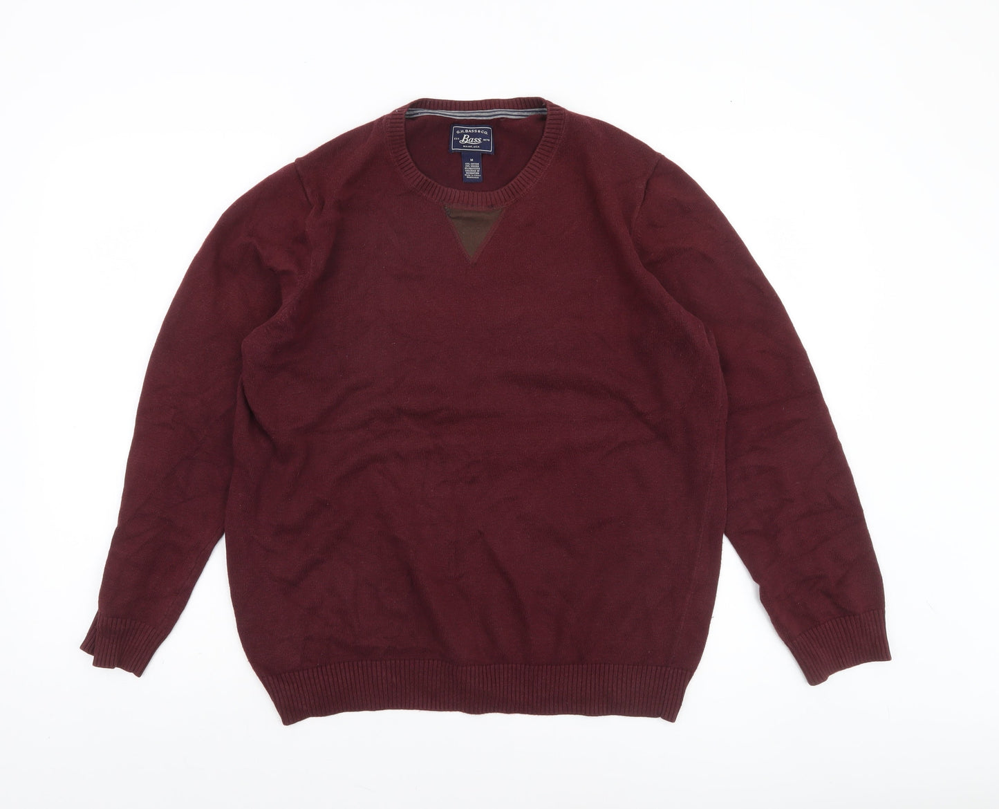 G.H. Bass & Co. Men's Red Cotton Crew Neck Pullover Jumper Size M