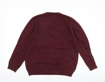 G.H. Bass & Co. Men's Red Cotton Crew Neck Pullover Jumper Size M