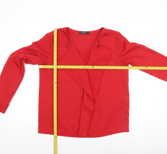 Womens UK Size 10 Vesper Red Wrap Blouse