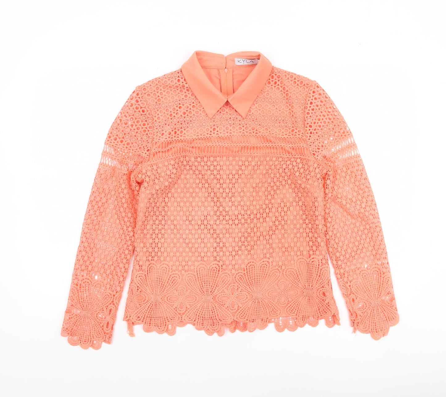 Womens UK Size 2 Kyla Orange Lace Blouse
