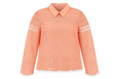 Womens UK Size 2 Kyla Orange Lace Blouse