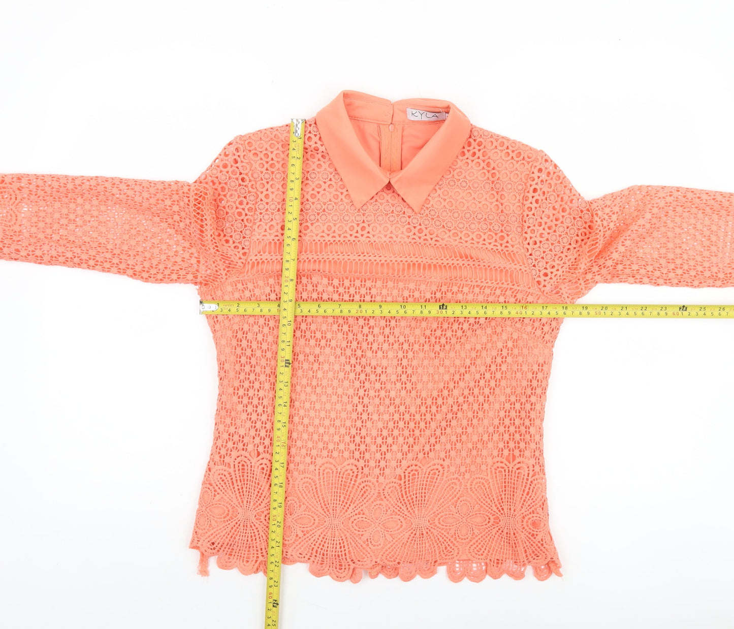 Womens UK Size 2 Kyla Orange Lace Blouse
