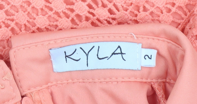 Womens UK Size 2 Kyla Orange Lace Blouse