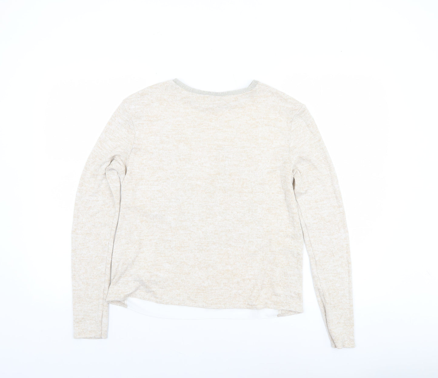 Womens UK Size S Zara Beige Jersey T-Shirt