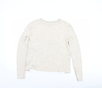 Womens UK Size S Zara Beige Jersey T-Shirt