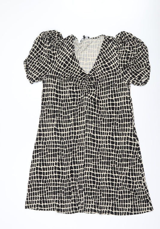 Next Women’s Black Geometric Viscose Fit & Flare Dress Size 20