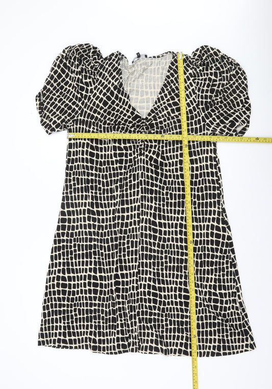 Next Women’s Black Geometric Viscose Fit & Flare Dress Size 20