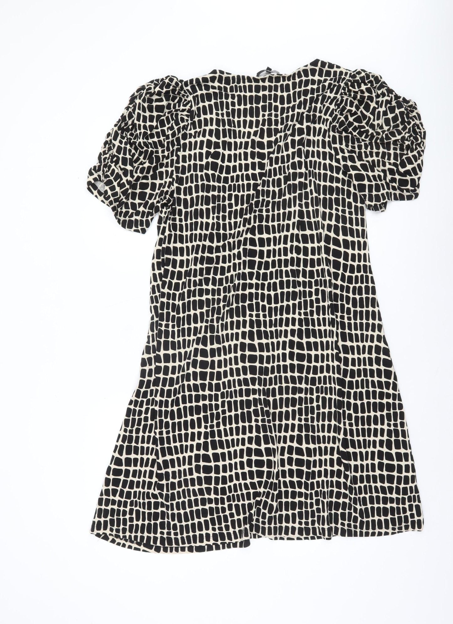 Next Women’s Black Geometric Viscose Fit & Flare Dress Size 20