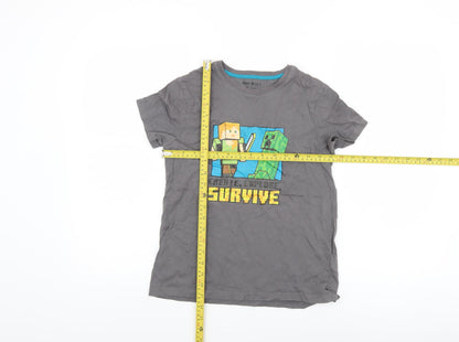 Boys UK Size 10-11 Years Minecraft Grey Basic T-Shirt