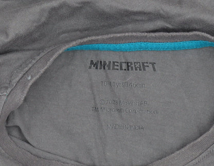 Boys UK Size 10-11 Years Minecraft Grey Basic T-Shirt