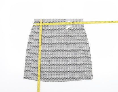 F&F Women Black Short Pencil Skirt Size 12 Tweed Stretch Workwear