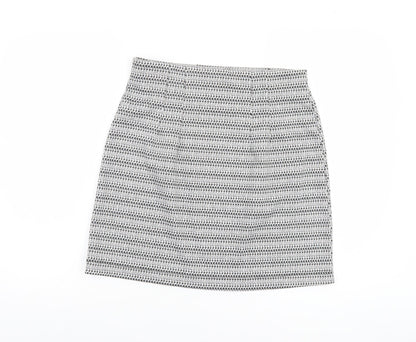 F&F Women Black Short Pencil Skirt Size 12 Tweed Stretch Workwear