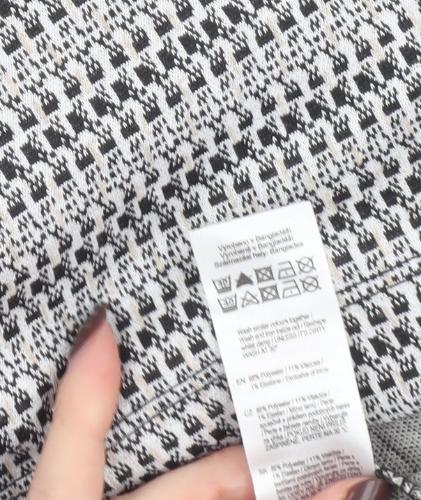 F&F Women Black Short Pencil Skirt Size 12 Tweed Stretch Workwear