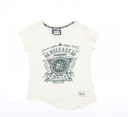 Womens UK Size 14 Urban Irish Ivory Basic T-Shirt