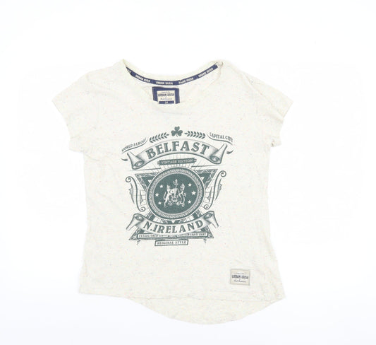 Womens UK Size 14 Urban Irish Ivory Basic T-Shirt