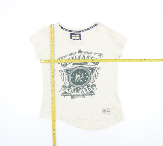 Womens UK Size 14 Urban Irish Ivory Basic T-Shirt