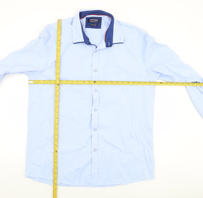 Advise Men’s Blue 2XL Tailored Long Sleeve Cotton Blend Button-Up Shirt