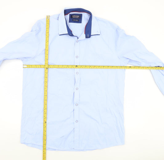 Advise Men’s Blue 2XL Tailored Long Sleeve Cotton Blend Button-Up Shirt