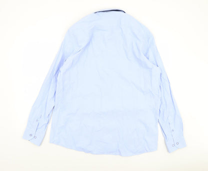 Advise Men’s Blue 2XL Tailored Long Sleeve Cotton Blend Button-Up Shirt