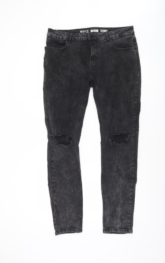 Denim Co. Men’s Black Skinny Jeans W34 L32 Distressed Denim