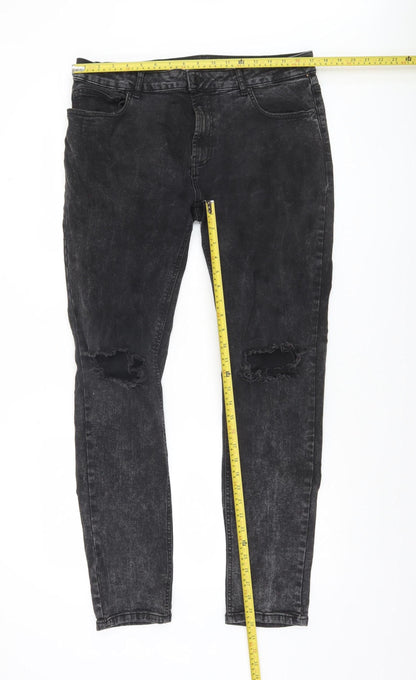 Denim Co. Men’s Black Skinny Jeans W34 L32 Distressed Denim