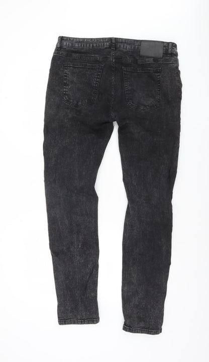 Denim Co. Men’s Black Skinny Jeans W34 L32 Distressed Denim