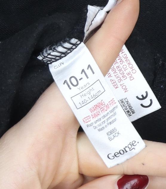 George Girls Black Christmas Reindeer Pullover Sweatshirt 10-11 Years