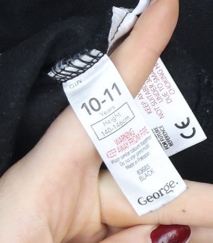 George Girls Black Christmas Reindeer Pullover Sweatshirt 10-11 Years