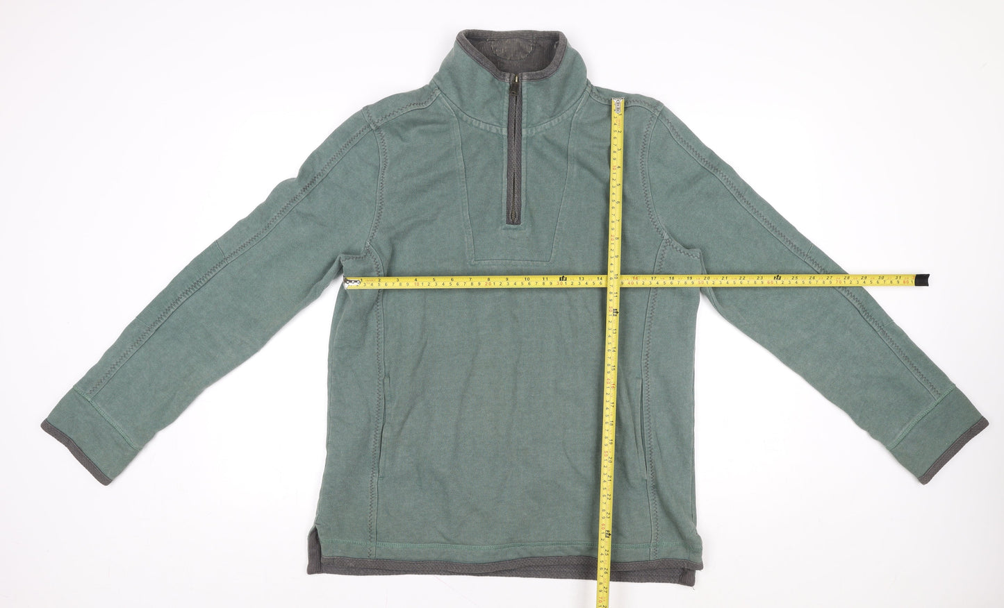 Airlie Men’s Green Cotton 1/4 Zip Stand-Up Collar Casual Jacket Size M