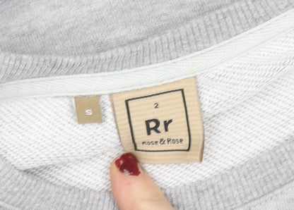 Womens UK Size S Rose & Rose Grey Pullover Sweatshirt
