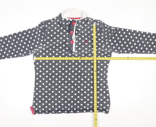 Crew Clothing Co. Women's Grey Polka Dot Henley Sweatshirt Size 12 Cotton