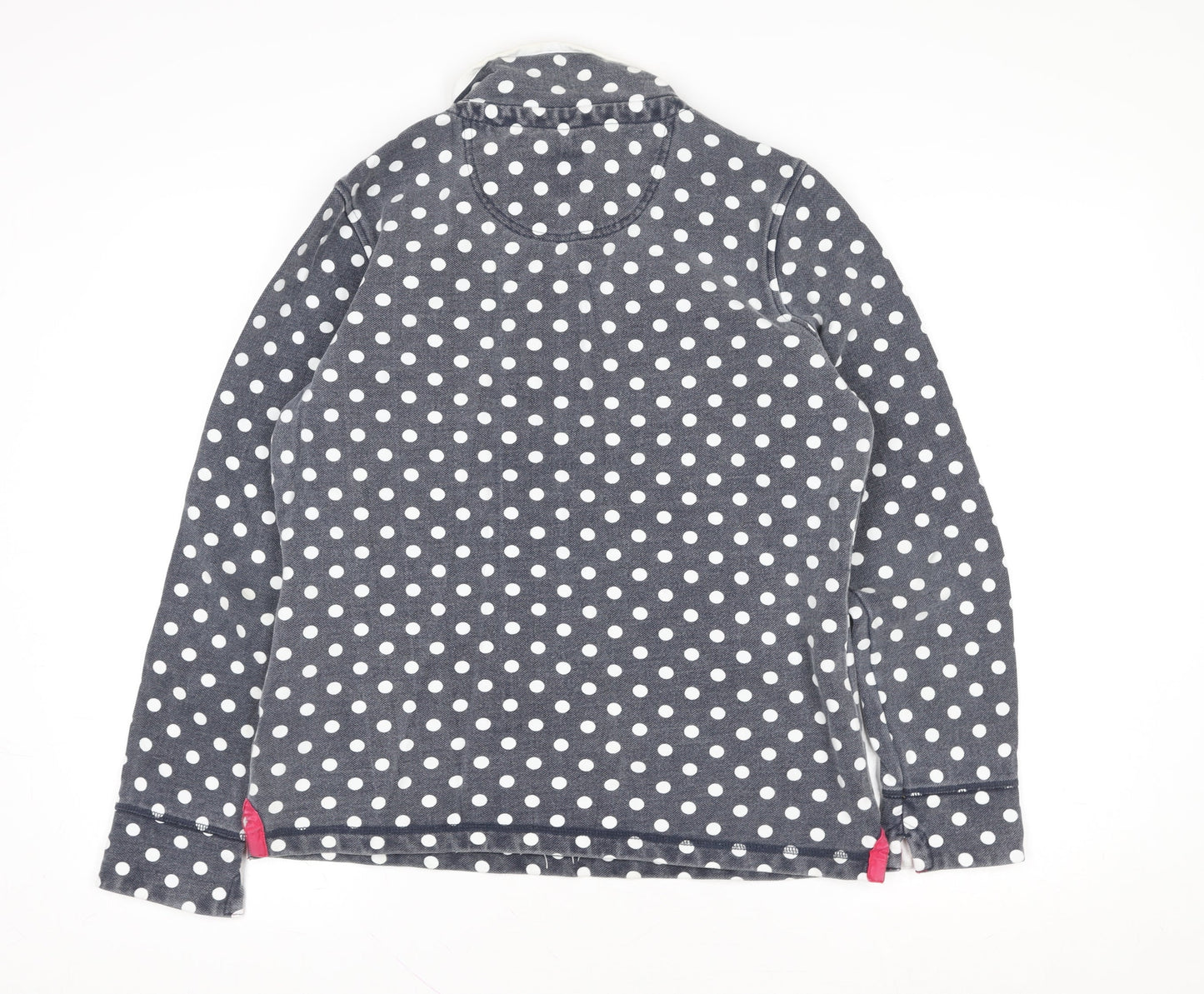 Crew Clothing Co. Women's Grey Polka Dot Henley Sweatshirt Size 12 Cotton