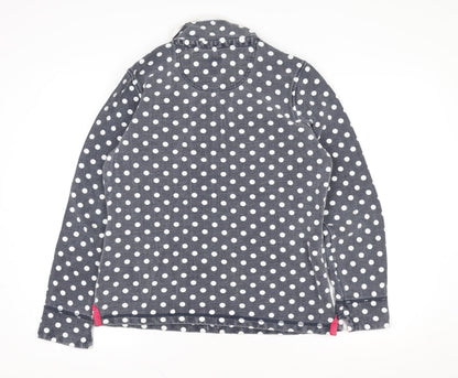 Crew Clothing Co. Women's Grey Polka Dot Henley Sweatshirt Size 12 Cotton