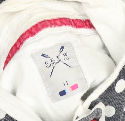 Crew Clothing Co. Women's Grey Polka Dot Henley Sweatshirt Size 12 Cotton