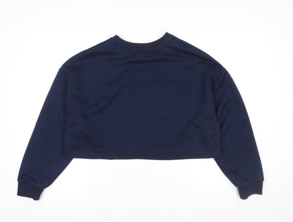 Disney Stitch Navy Christmas Crop Sweatshirt Womens M 12-14 Primark