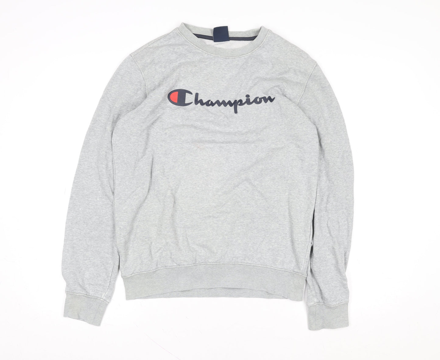 Champion Women Grey Medium Crew Neck Sweatshirt Logo Cotton Blend