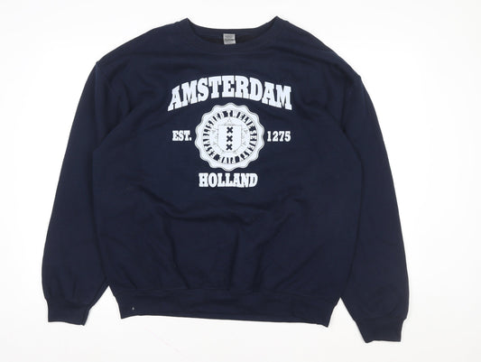 Gildan Women's Navy Amsterdam Print Heavy Blend Sweatshirt L
