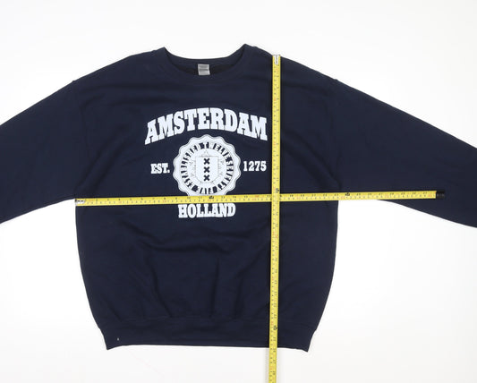 Gildan Women's Navy Amsterdam Print Heavy Blend Sweatshirt L
